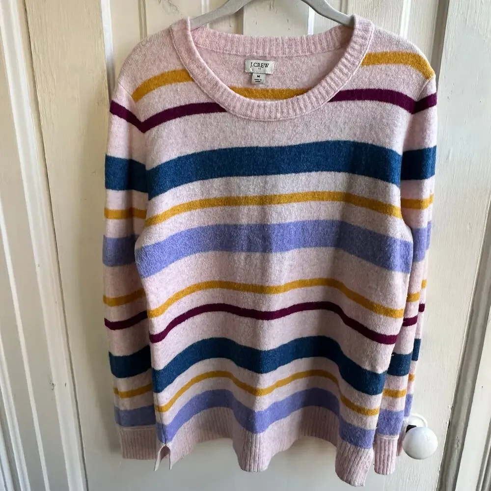 J.Crew Soft Wool Blend Striped Sweater | Pastel Multicolor | Size M